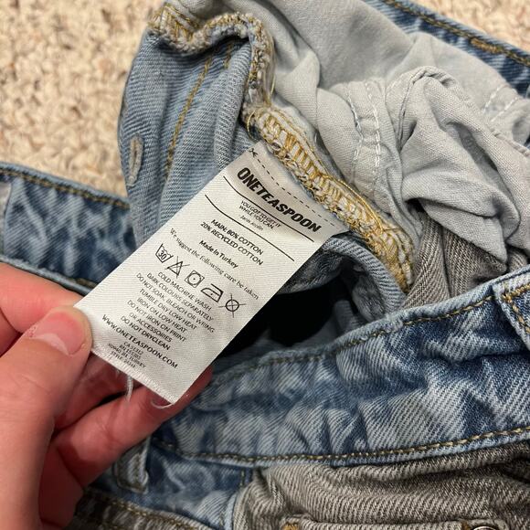 One Teaspoon Truckers Mid Waist Straight Leg Jeans Mismatched Sz 27 Colorblock - Picture 3 of 7